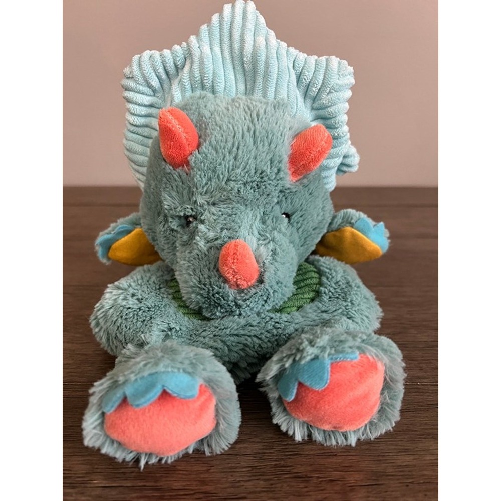 Mary Meyer Pebblesaurus Dinosaur Triceratops Teal Corduroy Texture Plush Toy 11"